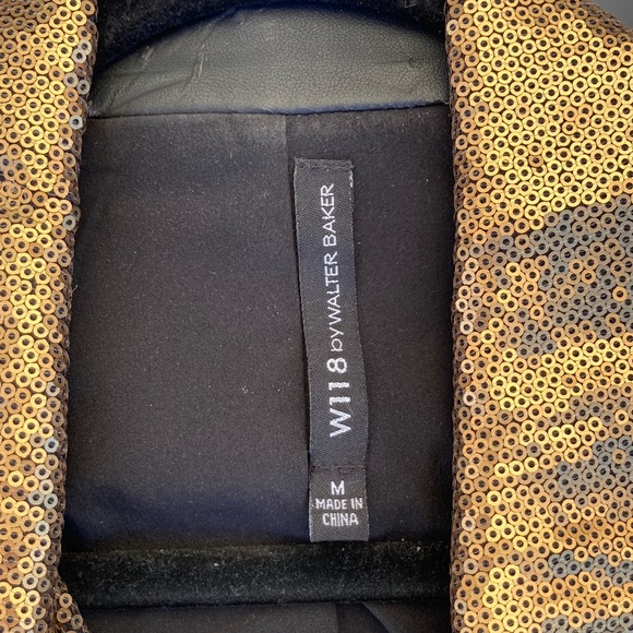W118 by Walter Baker ronnie jacket size M in gold sequined biker jacket - Picture 10 of 15